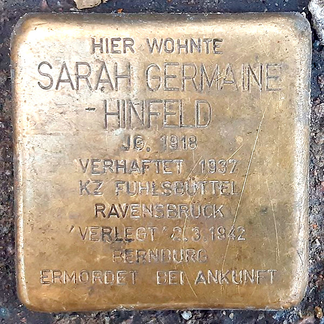 SARAH GERMAINE HINFELD * 1918 Stralsunder Straße 1 / Ecke Steindamm (Hamburg-Mitte, St. Georg)