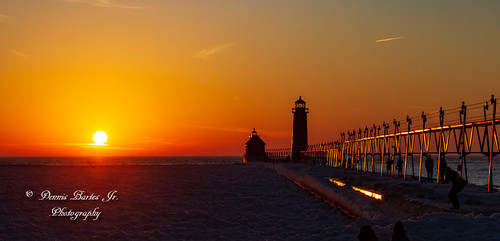 Sunset over Lake Michigan by Dennis Bartes, Sunset over Lake Michigan.  From New Haven Michigan.sunsets michigan grandhaven winter sun puremichi