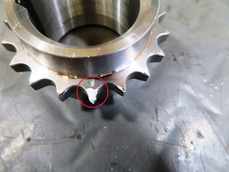 Paint Applied To Crankshaft Timing Sprocket Index Tooth