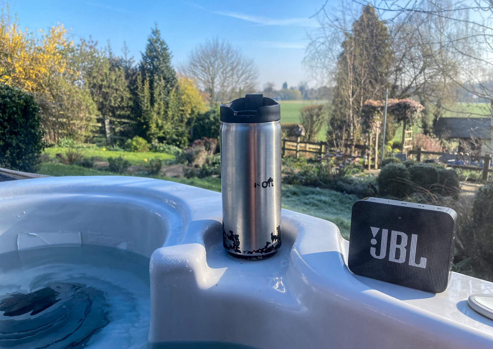 Coffee, podcast, soak and a view