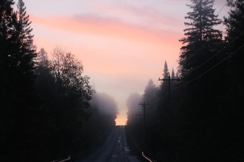 Foggy sunrise on Highway H-58 as we head into Pictured Rocks National Lakeshore for our final hike