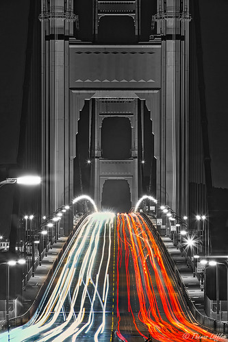 bridge night us usa sfo california city light traffic urban tripod landmark vibrant view busy