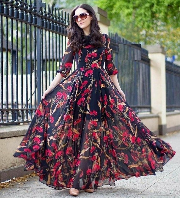 Amazing Printed Georgette Gown