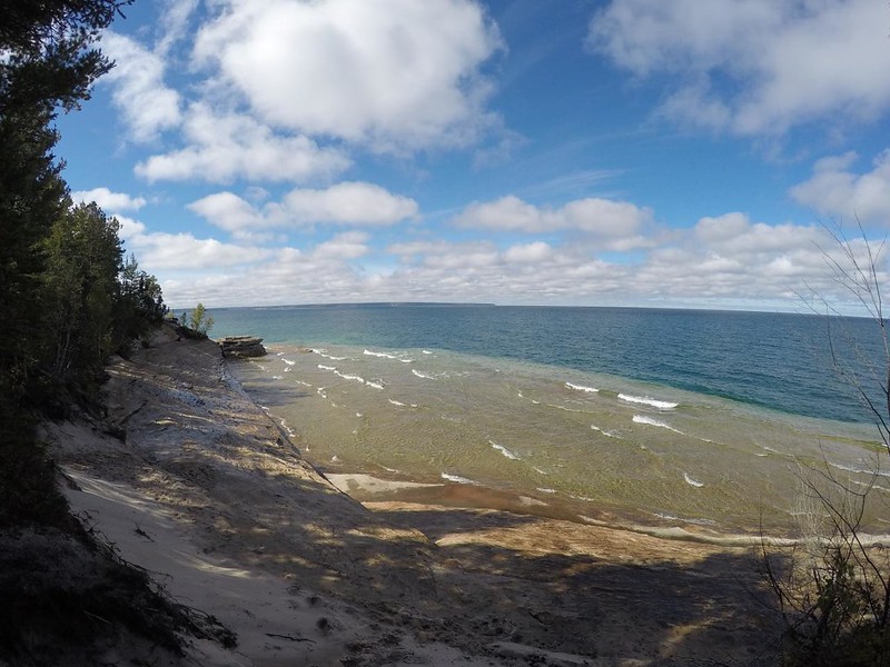 GoPro view of a sandstone shelf along the shore of Lake Superior east of the Mosquito River at Pictured Rocks NL