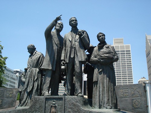 Detroit underground railroad sculpture. From Art, History, Music, and the Great Outdoors: Interesting Things to Do In Michigan