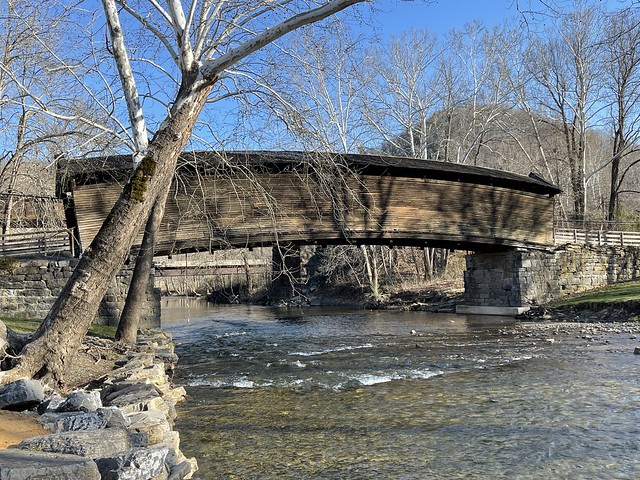 Humpback Covered Bridge in Covington, Virginia. Spanning Dunlap Creek.