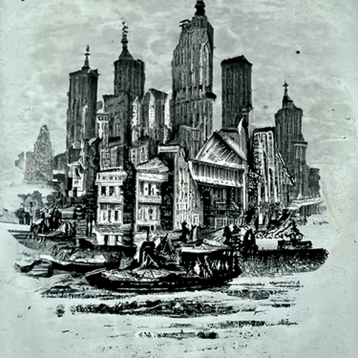 'a mid-nineteenth century engraving of New York City' Disco Diffusion v5 Turbo Smooth