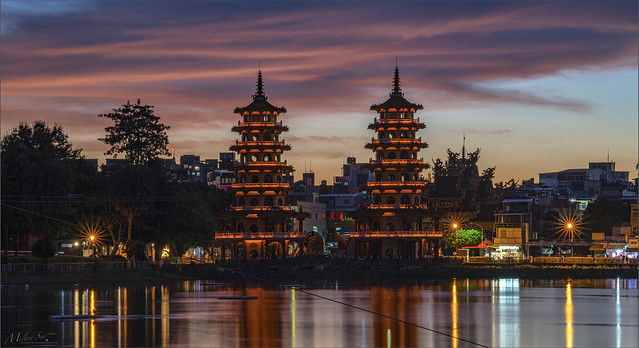 Oriental Pagodas under the Twilight