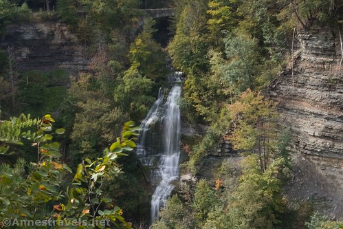 Deh-ga-ya-soh Falls - also known as one of the few reliable and impressive minor waterfalls in Letchworth Gorge - from the Genesee Valley Greenway near the Big Bend Road, Letchworth State Park, New York