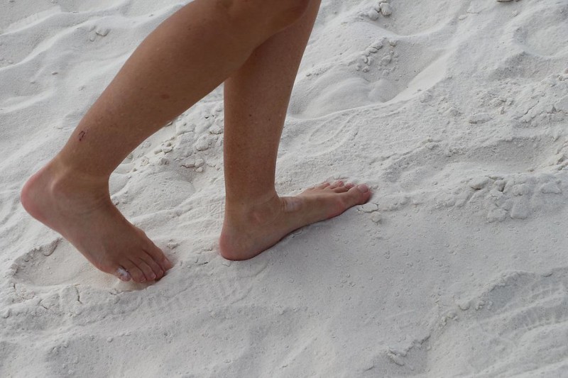 Vicki decided to try going barefoot in the gypsum sand in White Sands National Park - it felt fine, she said