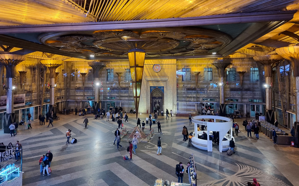 A view from above of the main train station in Cairo