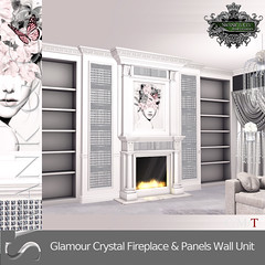 Swank & Co. Glamour Crystal Fireplace & Panels Wall Unit