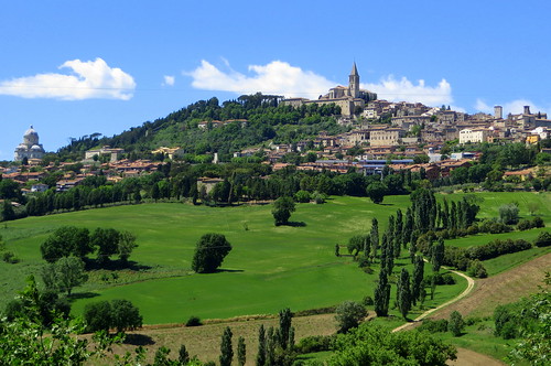 town village hill hillside todi umbria italy landscape
