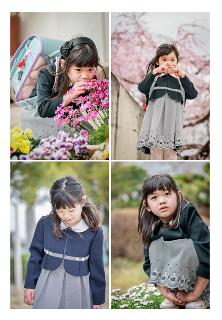 小学校入学の記念写真　愛知県豊田市　ライトブルーのランドセル