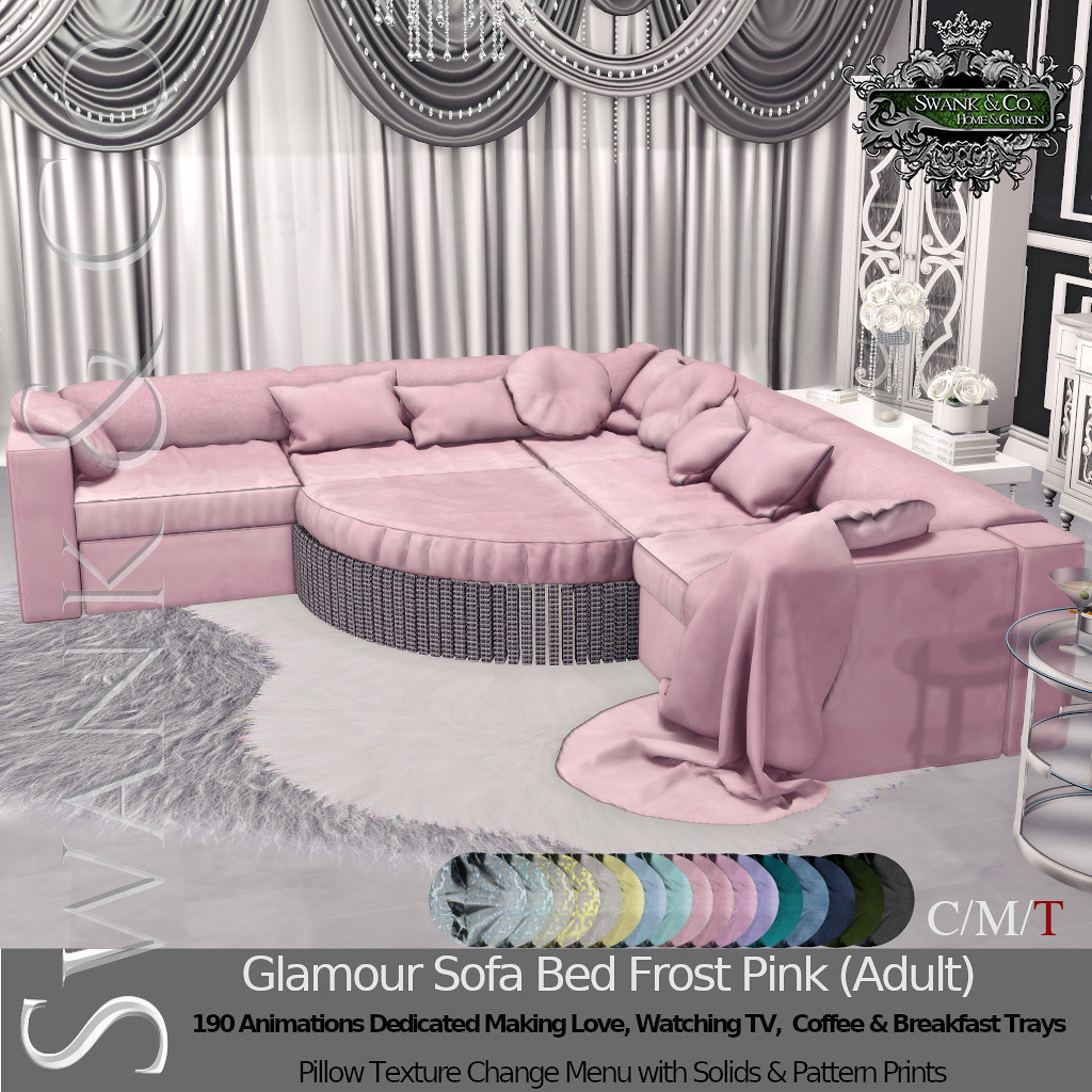 Swank & Co. Glamour Sofa Bed Frost Pink Adult