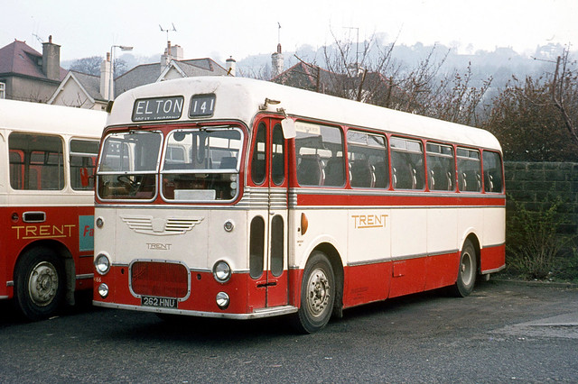 Trent Motor Traction . 166 262HNU . Matlock Bus Garage , Derbyshire . Monday 08th-April-1974