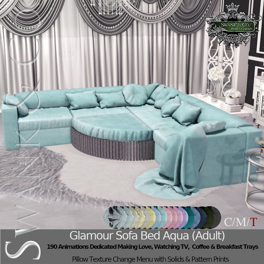 Swank & Co. Glamour Sofa Bed Aqua Adult