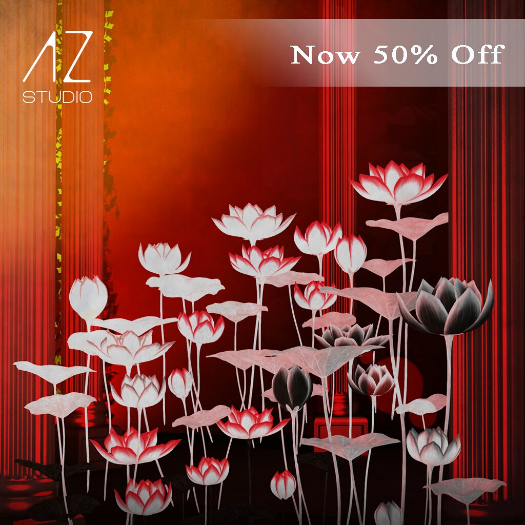 AZ Studio at Swank Event April 2022, AZ STUDIO Dark Lotus Collection, now 50% OFF, prize already discounted in vendors at the event location. 5 clusters variations in 2 tones combinations; comes with a Resize script. FatPack on screen.