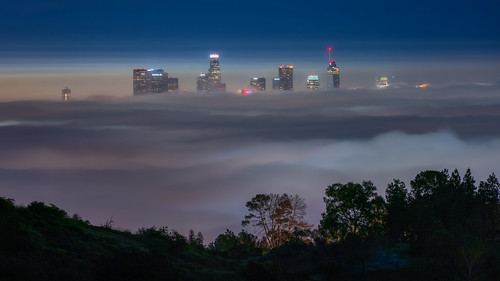 la losangeles california usa america skyline cityscape landscape aerialview clouds fog