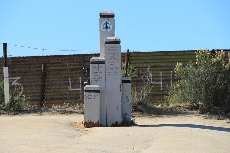 Official Marker at the Southern Terminus of the Pacific Crest Trail in Campo, CA at the Mexican Border