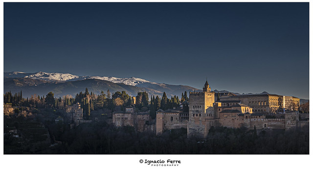 Blue evening in La Alhambra