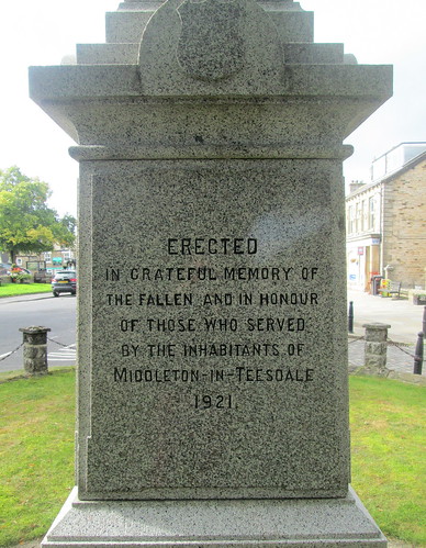 Dedication, Middleton-in-Teesdale War Memorial