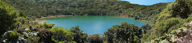 a panorama shot of Poas Crater Lake in Costa Rica