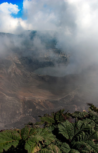 smoke erupting from Poas Crater in Costa Rica