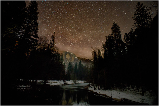 Half Dome, Merced River, and Night Sky
