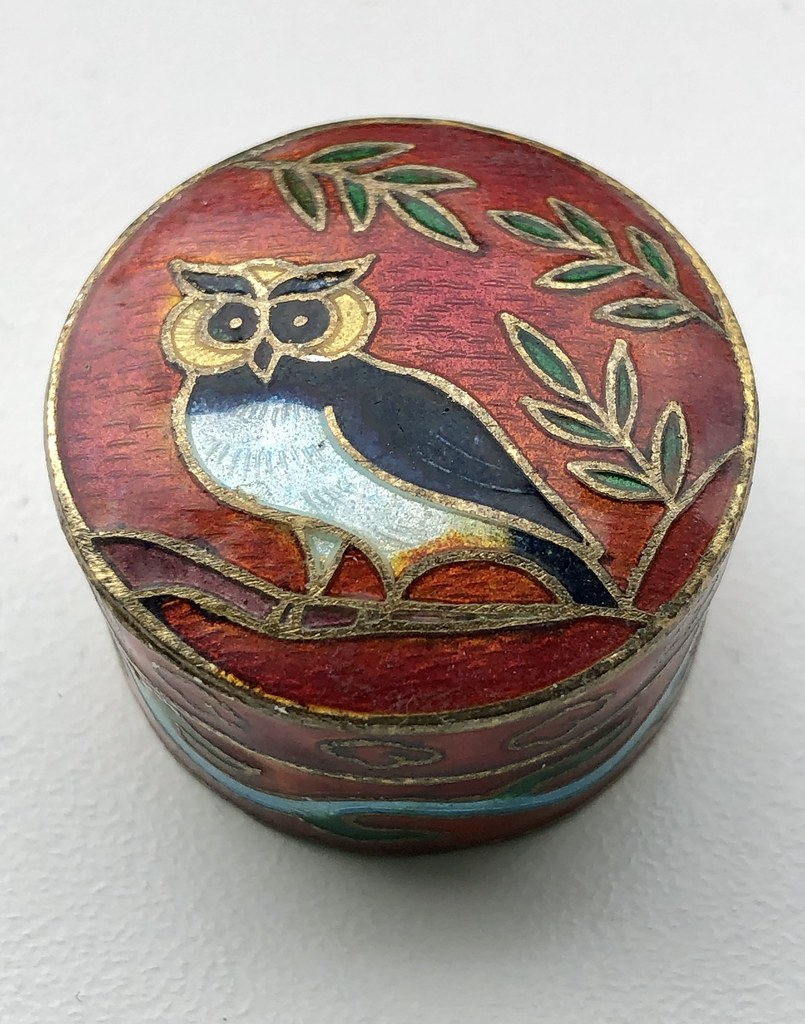 Cloisonné Owl Mini Pot