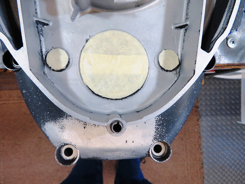 Tape Applied To Electronic Ignition Sensor Hole & Bolt Holes