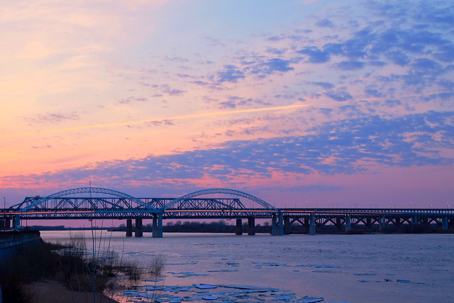 Gorgeous pastel sunset on the Volga