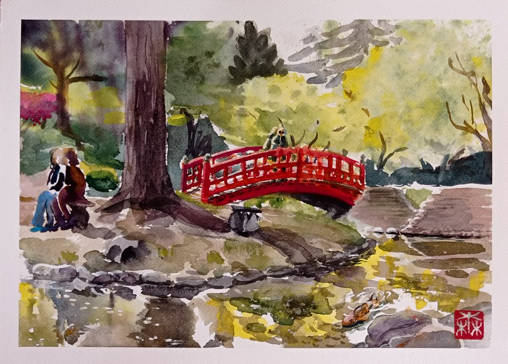Watercolors Japanese garden