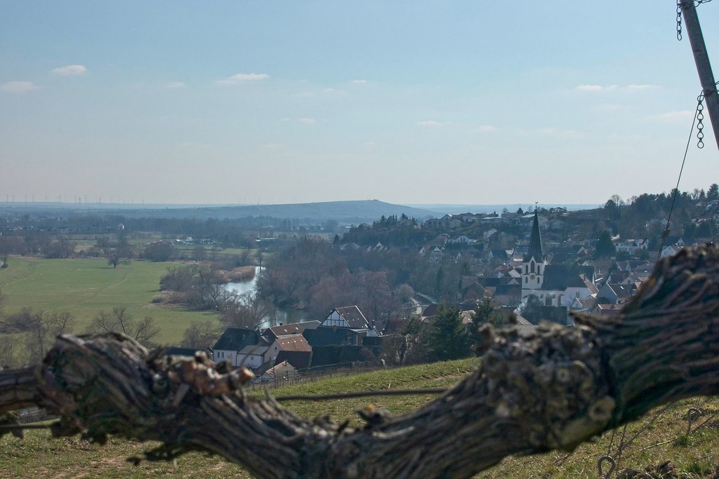 Blick auf Nahe und Laubenheim beim Nahe-Wandern auf dem Weinwanderweg von Bingen nach Laubenheim
