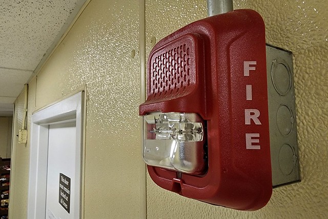 Fire alarm strobe at Giant Food in Gaithersburg, Maryland