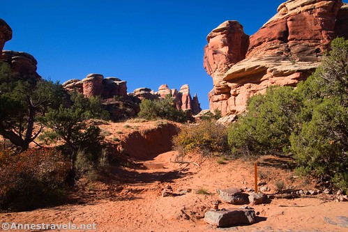 The Chesler Park Trail across the Elephant Canyon Wash, Needles District, Canyonlands National Park, Utah