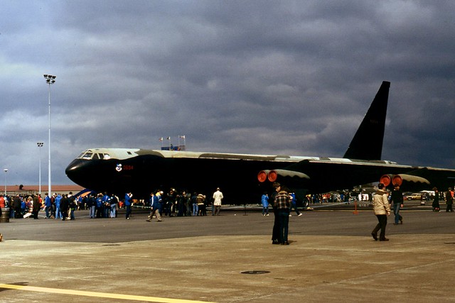 56-0694 Boeing B-52D Stratofortress on static display at the Mildenhall Air Fete in 1981