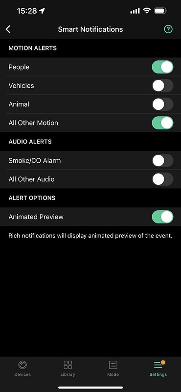 Arlo iOS App - Smart Notifications