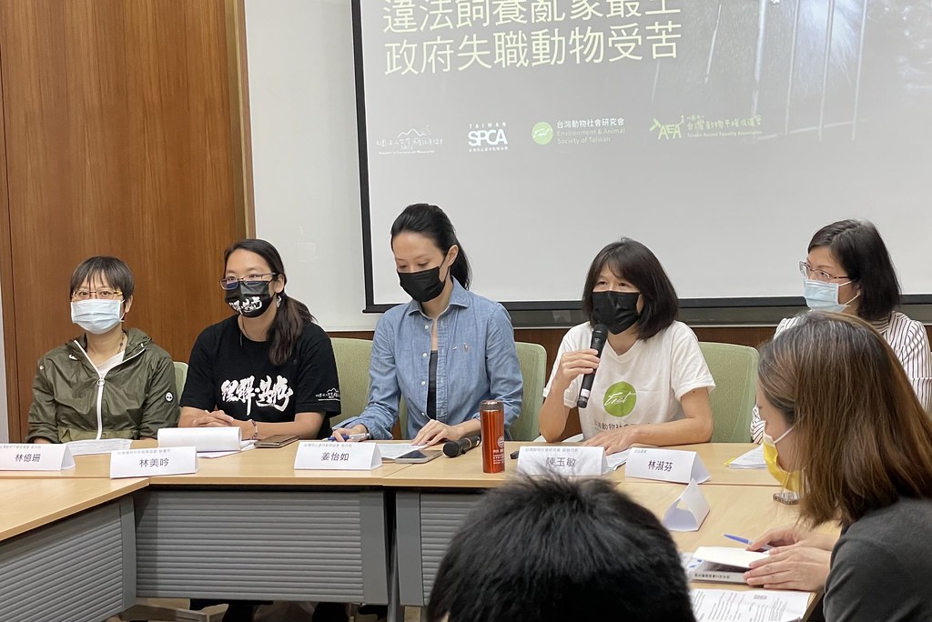 台灣獼猴共存推廣協會、台灣防止虐待動物協會、台灣動物社會研究會、台灣動物平權促進會今（14）舉行聯合記者會。攝影：劉庭莉