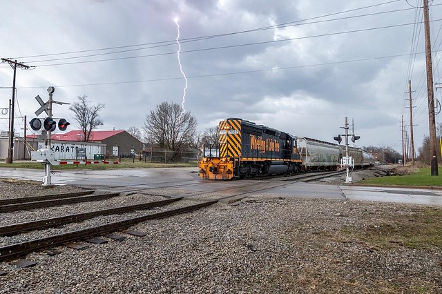 Wheeling and Lake Erie working Medina local on a stormy day on former AC&Y and B&O CL&W