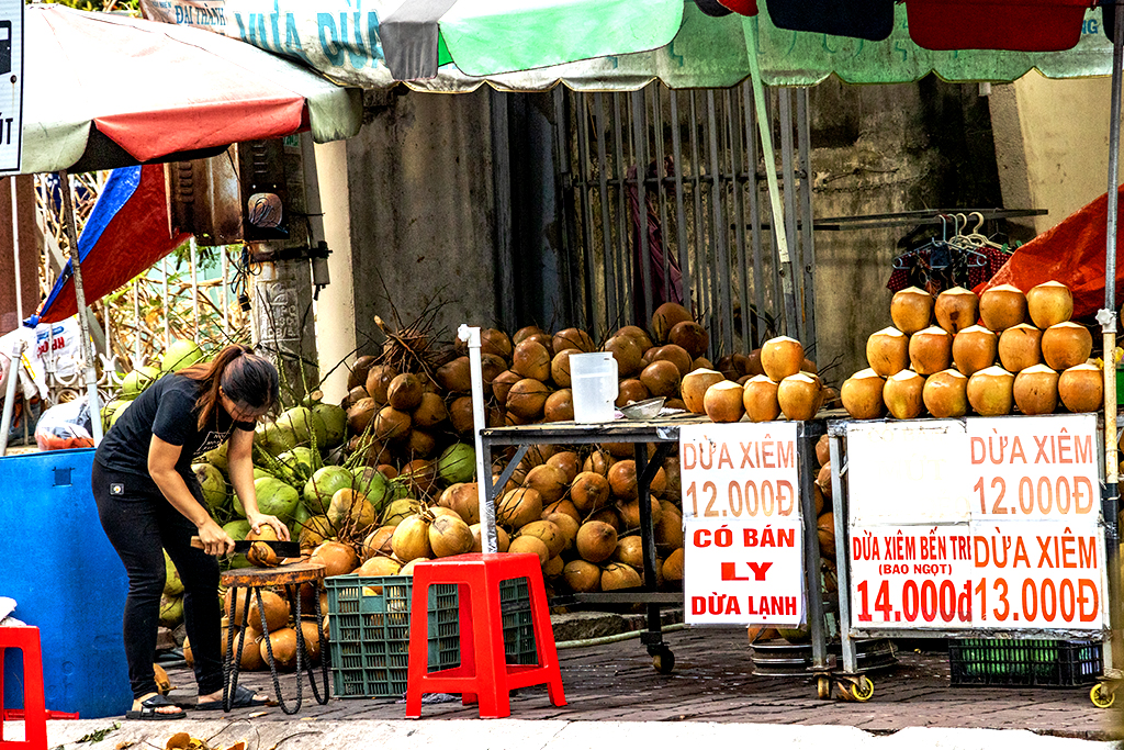 Fresh coconut seller at 6 41 AM on 4-14-22--Vung Tau copy