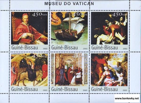 Známky Guinea Bissau 2003 Vatikánske umenie MNH hárček