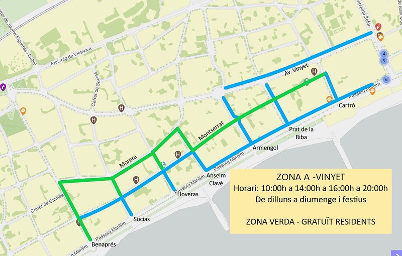 El Vinyet y Terramar estrenan la reordenación de los aparcamientos junto al Paseo marítimo de Sitges