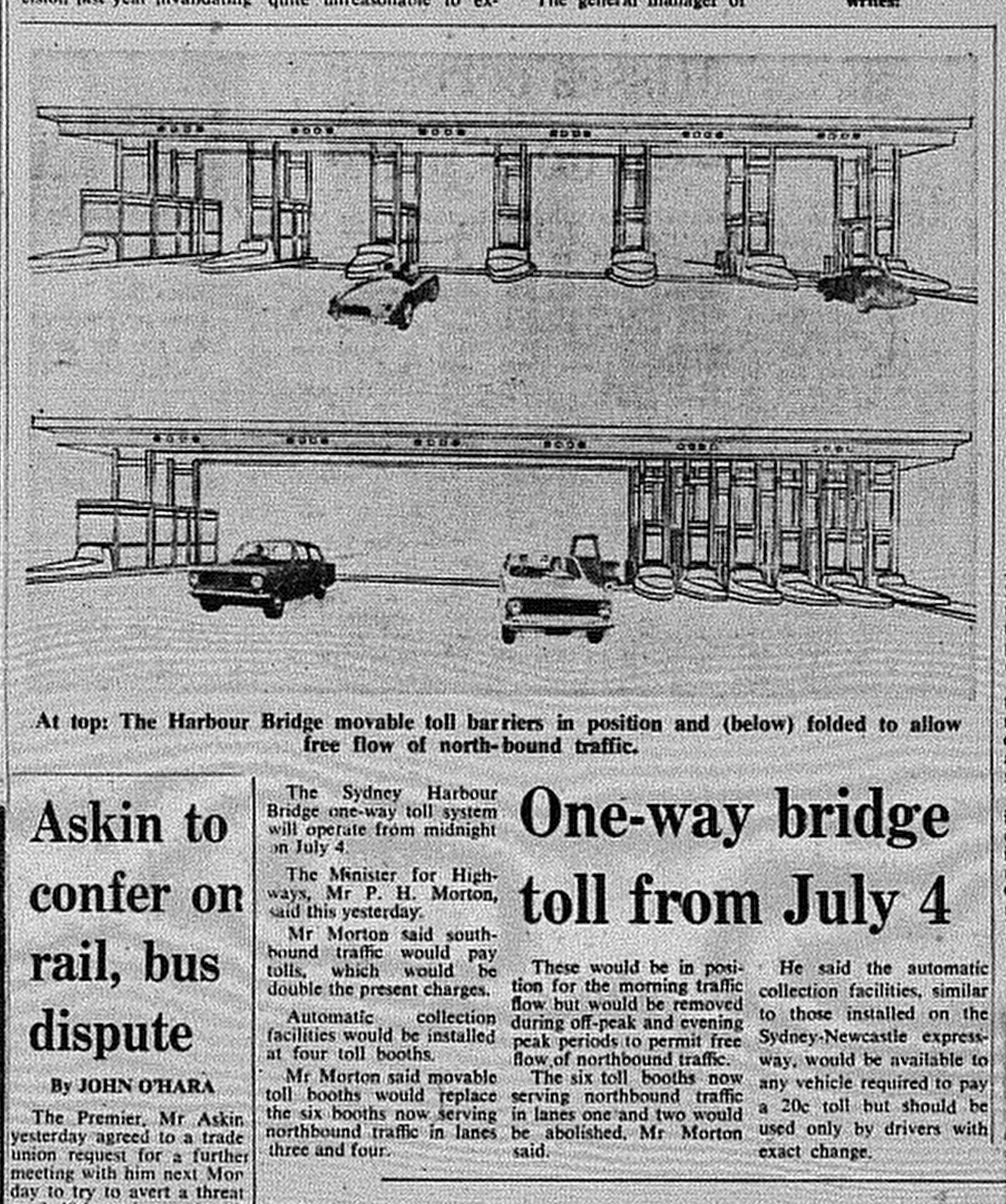 Sydney Harbour Bridge Tollgates June 20 1970 SMH 5
