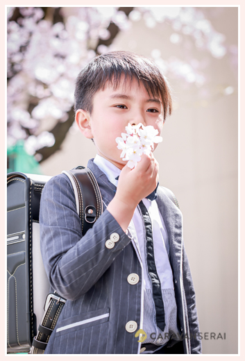 桜が満開の頃。小学校入学式