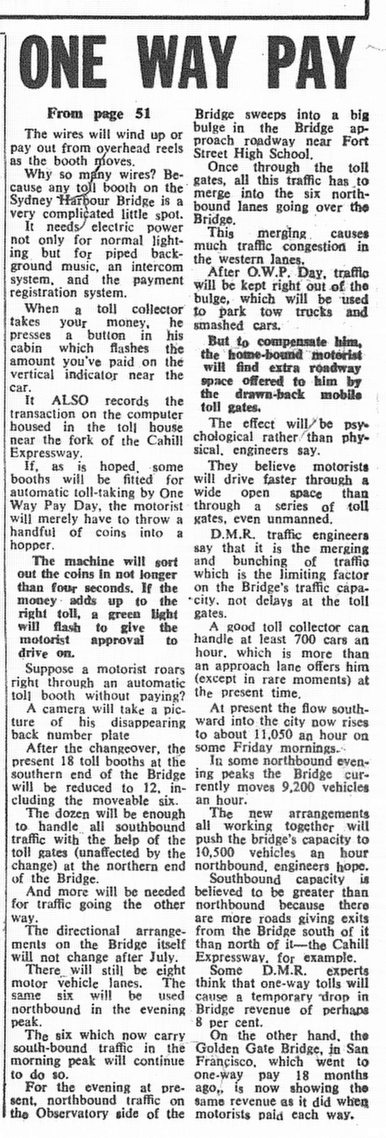 Sydney Harbour Bridge Tollgates June 7 1970 Sun Herald 84