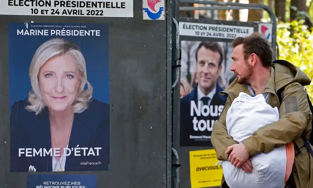 法國總統大選將由極右翼勒龐與現任總統馬克宏進入第二輪對決。（圖片來源：衛報）
