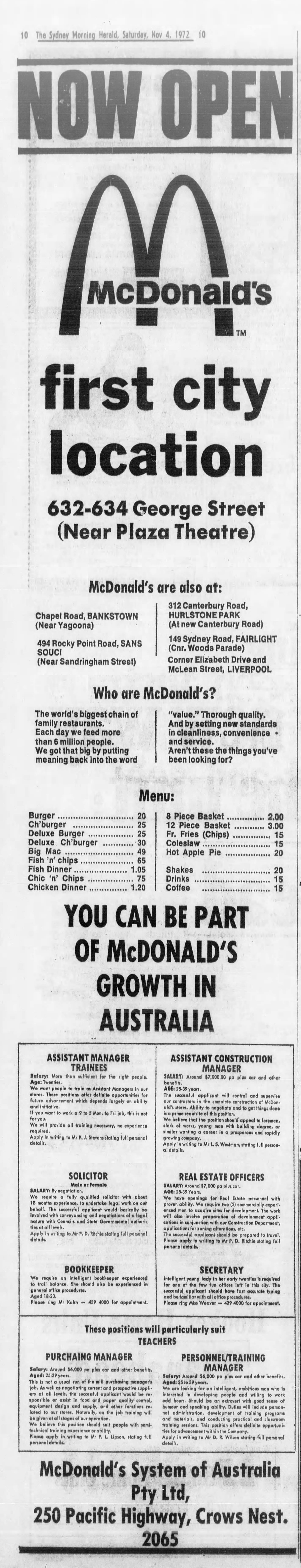 McDonald's - Sydney CBD November 4 1972 SMH 10