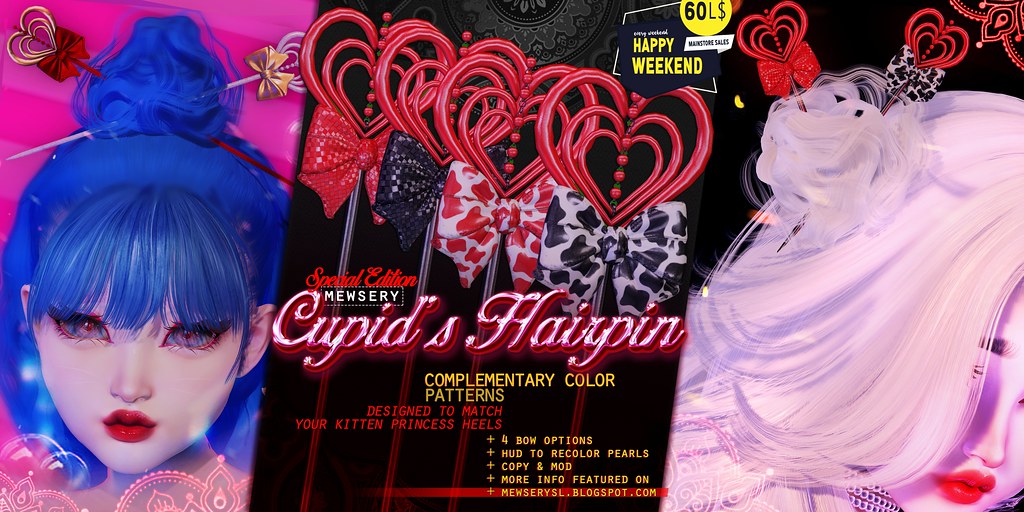 #Mewsery Cupid's Hairpins {Special Color Pack}{60L Happy Weekend}