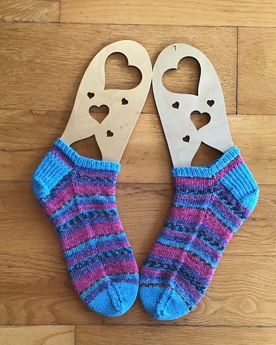 Patti (@patnelann) finished these Leftover Sneaker Socks by Anja Heumann in Opal Yarns Magic Sky Sparkle.